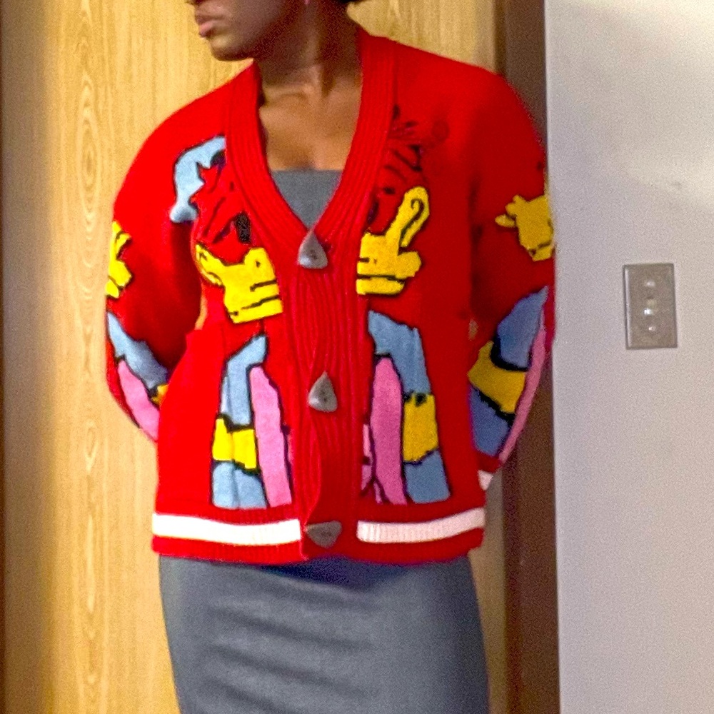 Duck Cartoon Red Sweater for Fall